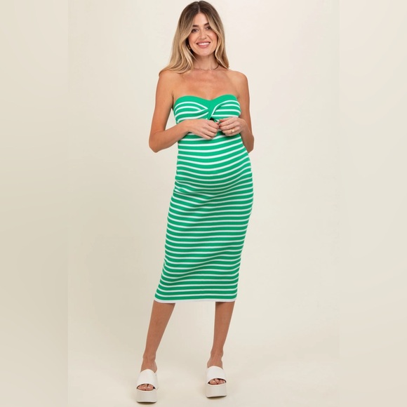 Stripped Green, Strapless Dress. NWT! 💚 - Picture 2 of 8